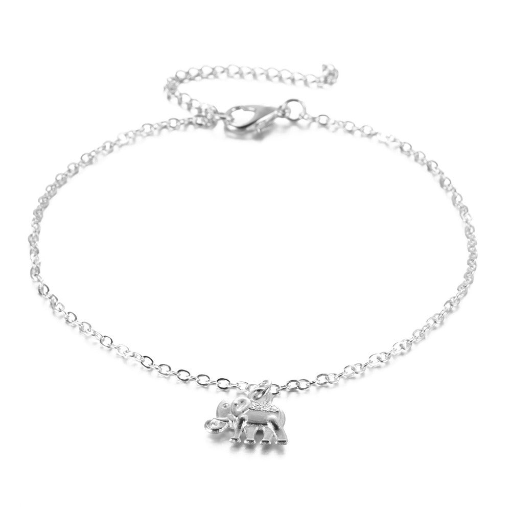 Elephant Pendant Anklet - Silver