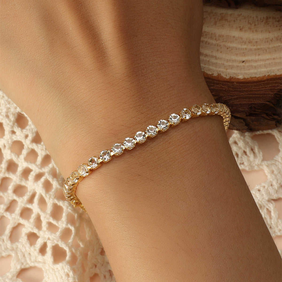 Gold Rhinestone Adjustable Bracelet