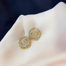 Gold Round Ring Rhinestone Studs