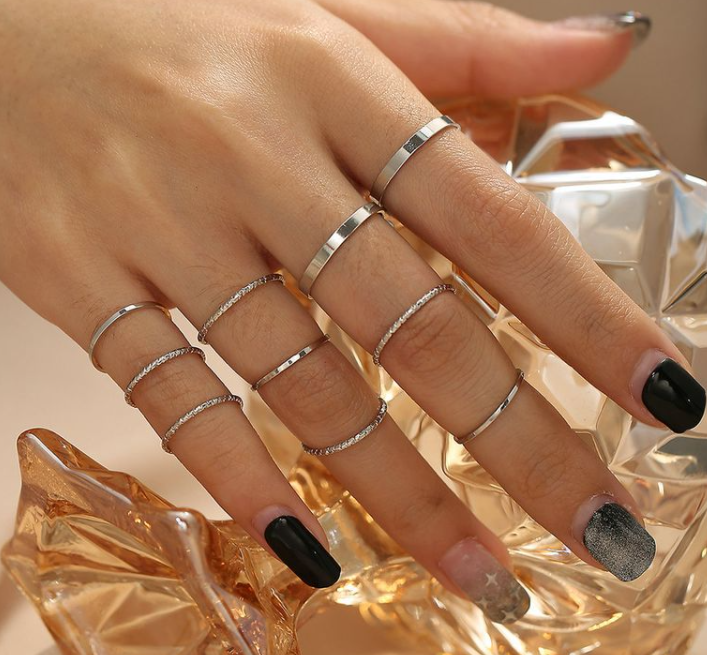 Simple Retro Silver Ring Set