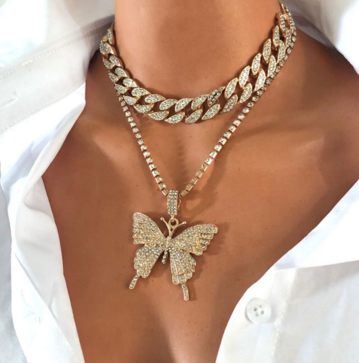 Diamond Butterfly Chain Necklace