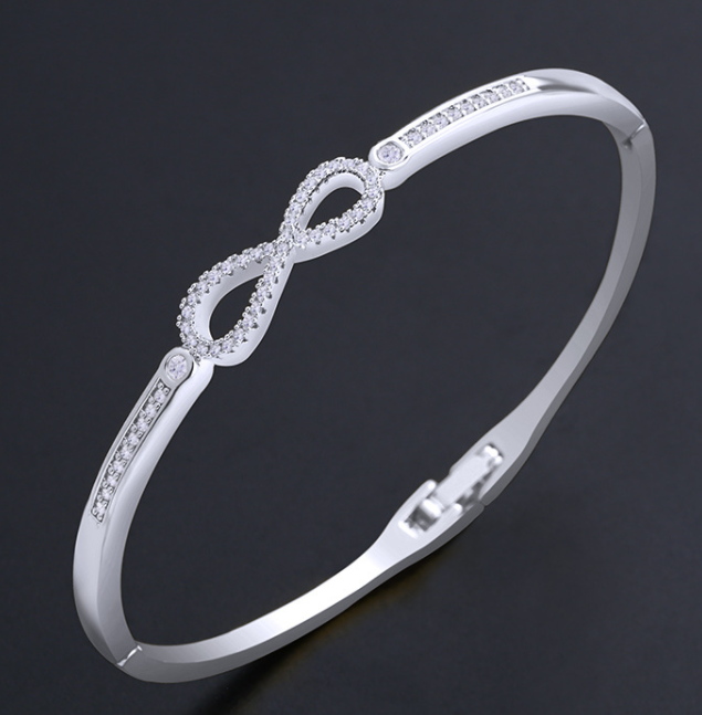 Diamond Infinity Silver Bangle