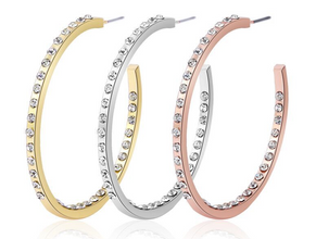 Silver Diamond Hoop Earrings
