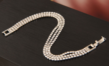 Silver Three Layered Diamond Bracelet