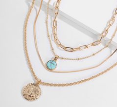 Turquoise Alloy Layered Necklace