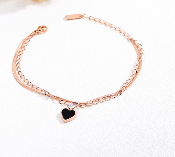 Titanium Black Heart Bracelet