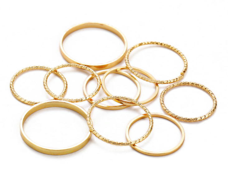 Simple Retro Gold Ring Set