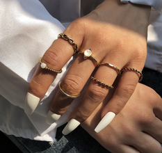 White and Gold Circle Ring Set