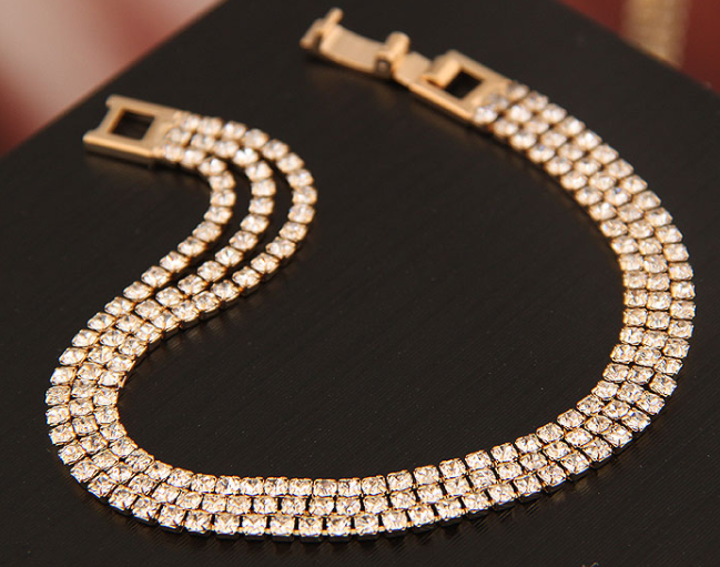 Gold Three Layered Diamond Bracelet