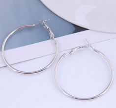 Glossy Silver Hoop Earrings