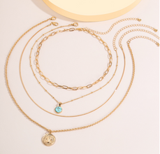 Turquoise Alloy Layered Necklace