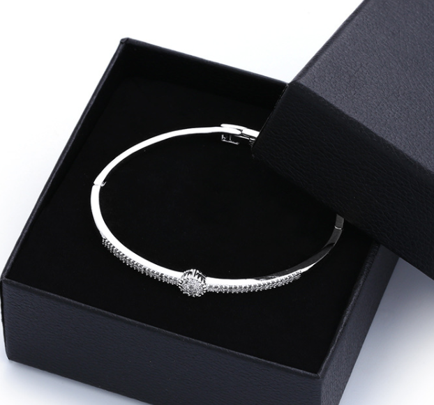 Elegant Diamond Silver Bangle