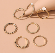 White and Gold Circle Ring Set
