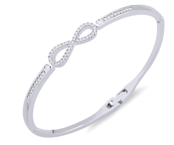 Diamond Infinity Silver Bangle