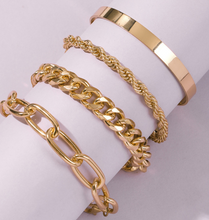 Gold Chain Bracelet Set
