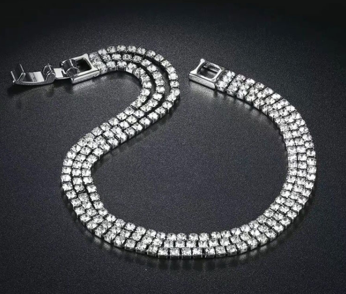 Silver Three Layered Diamond Bracelet