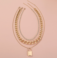 Lock and Diamond Layered Necklaces