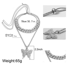 Diamond Butterfly Chain Necklace
