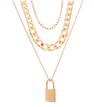 Lock and Diamond Layered Necklaces