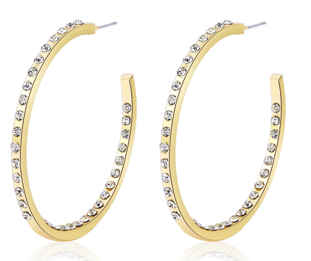 Gold Diamond Hoop Earrings