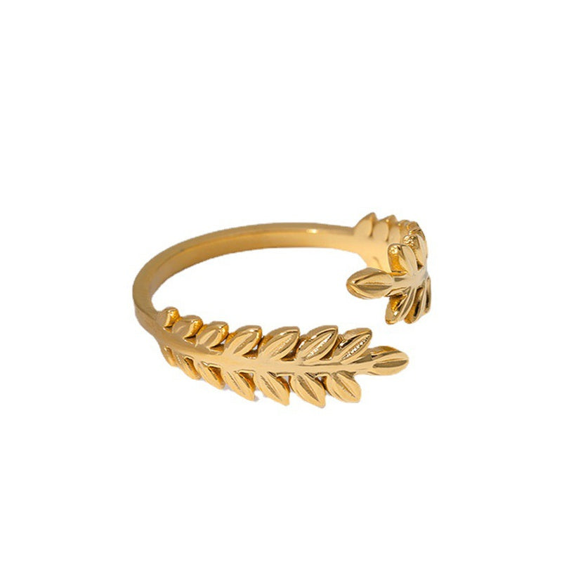 Leaf Design Open Ring - Gold