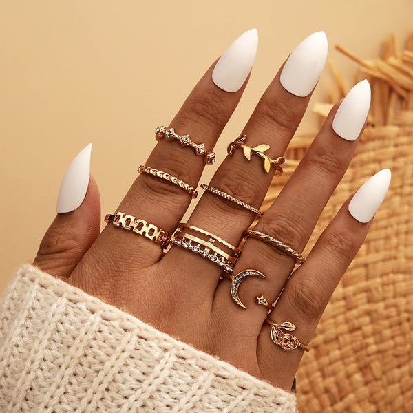 Geometric Alloy Rings - Moon Set