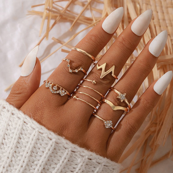 Geometric Alloy Rings - Electrocardiogram Set