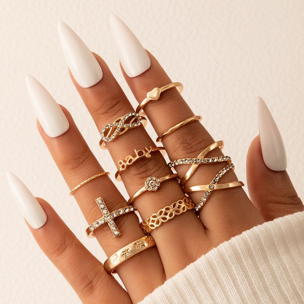 Geometric Alloy Rings - Cross Set