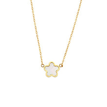 Stainless Steel Flower Pendant Necklace - White