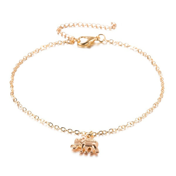 Elephant Pendant Anklet - Gold