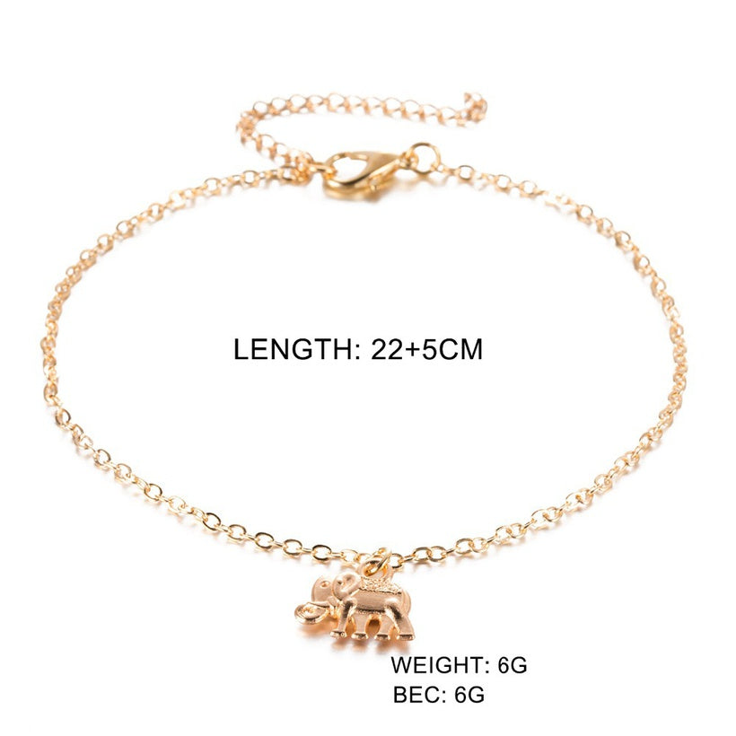 Elephant Pendant Anklet - Gold