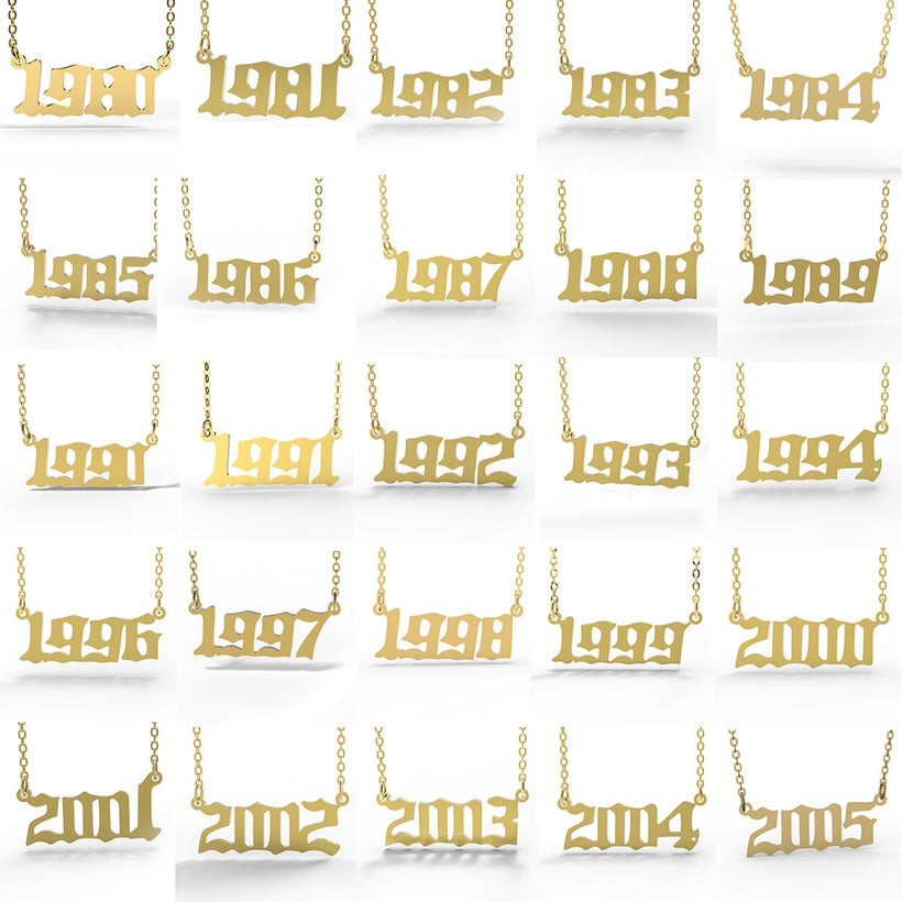 Birth Year Necklaces - Gold