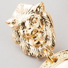 Retro Lion Head Studs - Gold