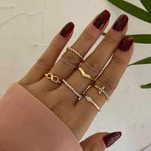 Gold Rhinestone Ring Set - 6 Piece
