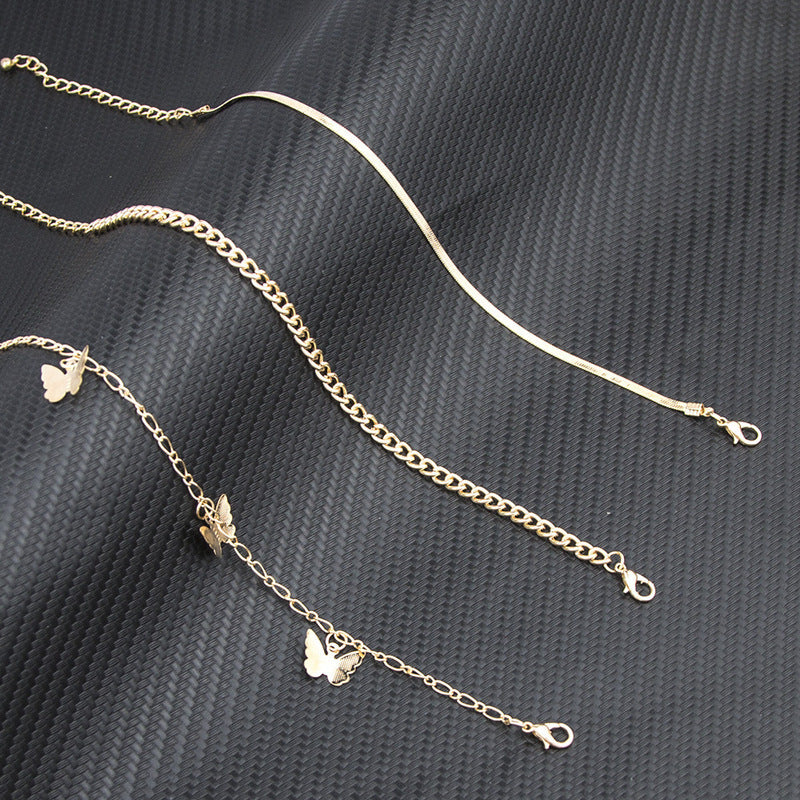 Three-Layer Butterfly Chain Anklet