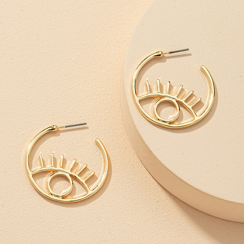 'Eye' Hoop Earrings - Gold