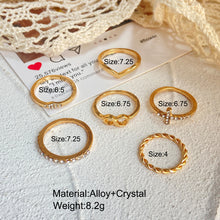 Gold Rhinestone Ring Set - 6 Piece