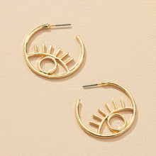 'Eye' Hoop Earrings - Gold