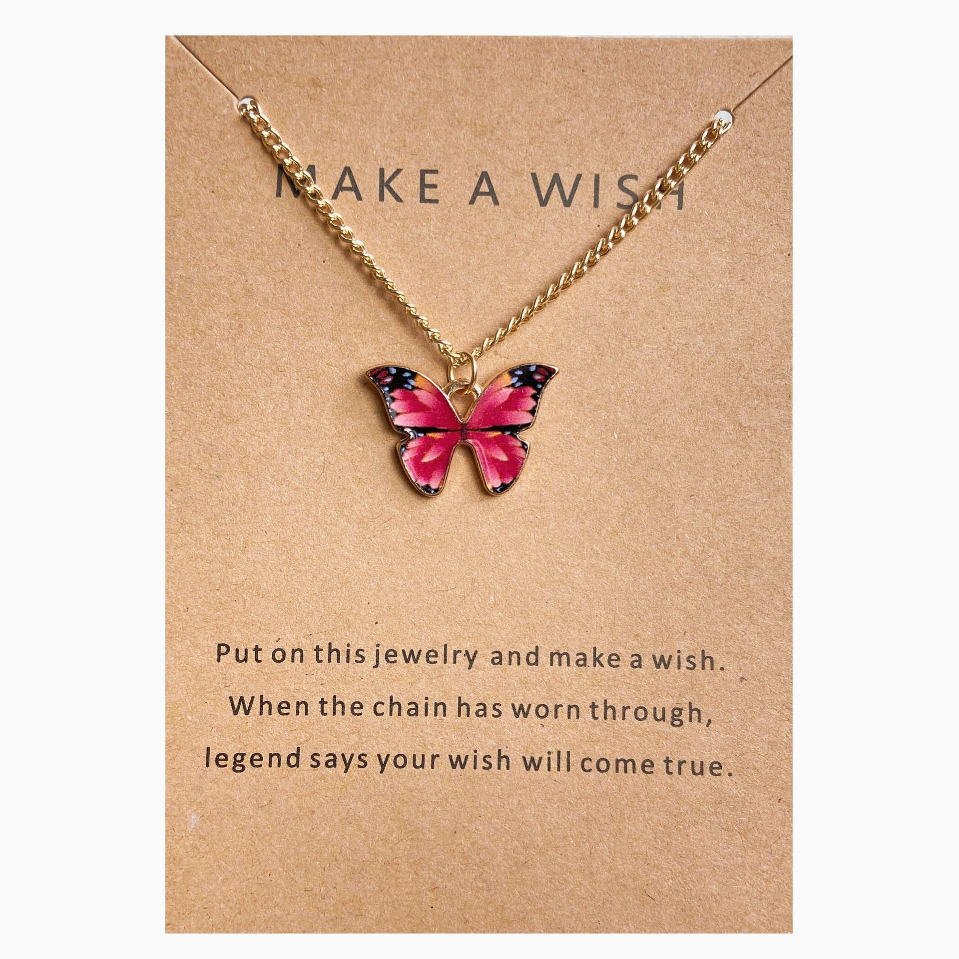 Multicolor 'Make A Wish' Butterfly Necklace