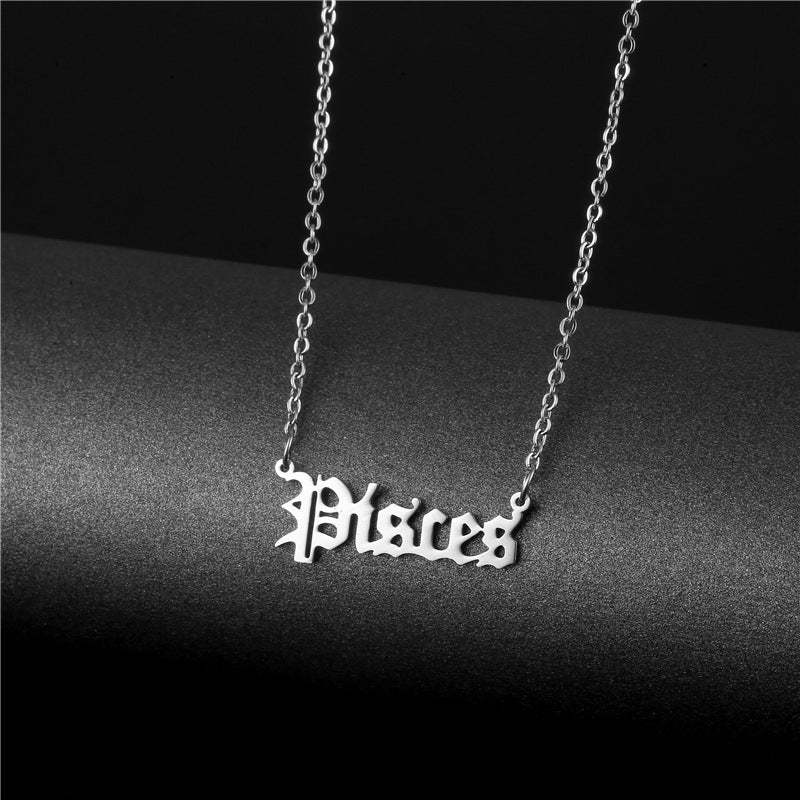 Astrological Titanium Steel Necklace - Silver