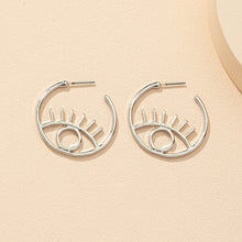 'Eye' Hoop Earrings - Silver
