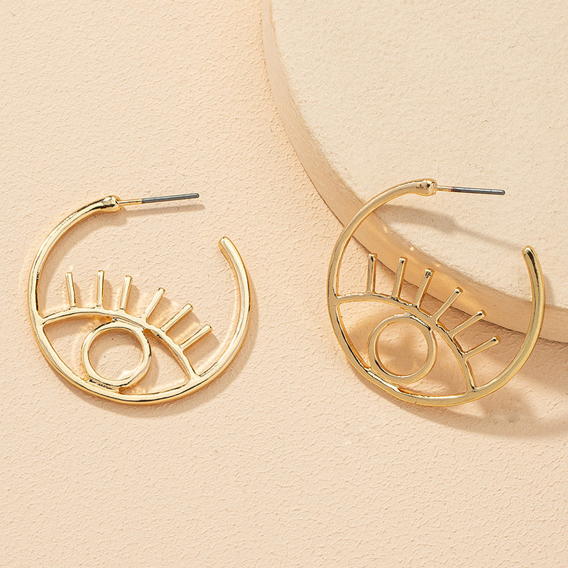 'Eye' Hoop Earrings - Gold