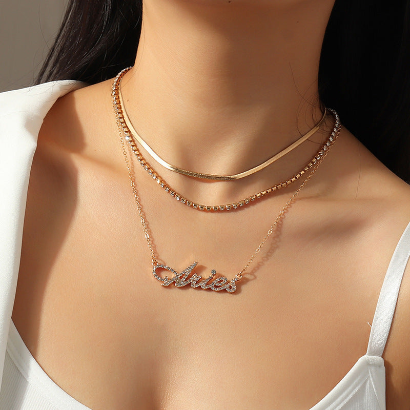 Astrological Diamond Multilayer Necklace