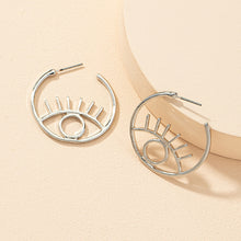 'Eye' Hoop Earrings - Silver