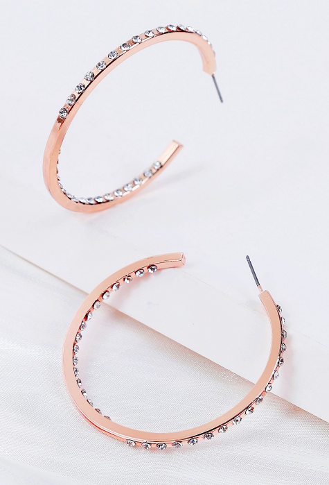 Rose Gold Diamond Hoop Earrings