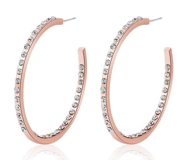 Rose Gold Diamond Hoop Earrings